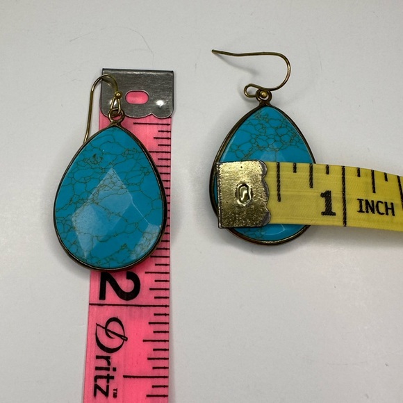 Anthropologie Turquoise Faceted Drop Earrings - Picture 7 of 8